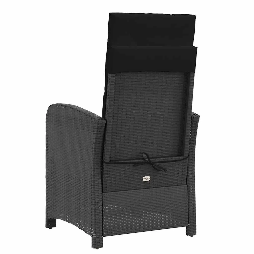 Reclining Garden Chairs Black 2 Piece Adjustable Backrest Footrest Thick Cushions
