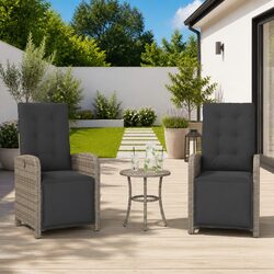 Efficient Grey Reclining Garden Chairs - 2 pcs