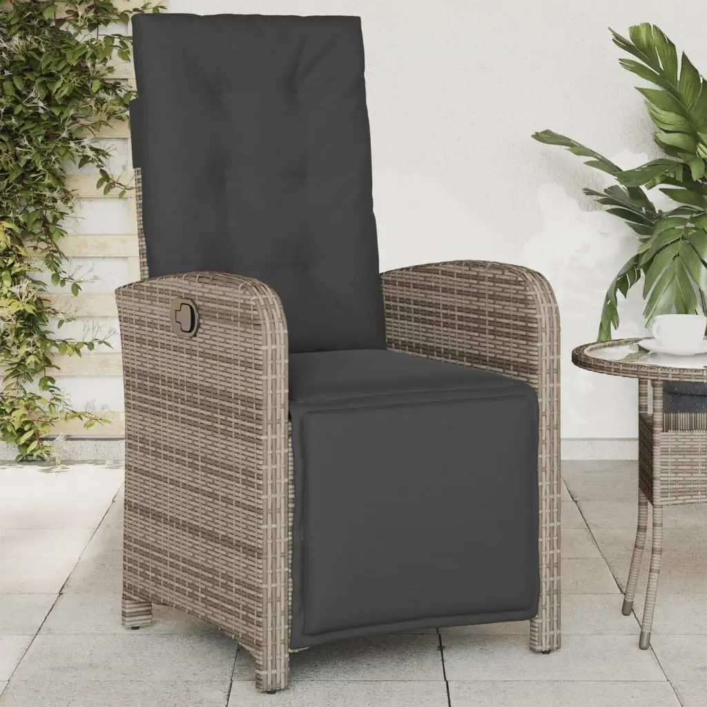 Reclining Garden Chairs Grey 2 pcs Adjustable Backrest Footrest Thickly Padded Cushions