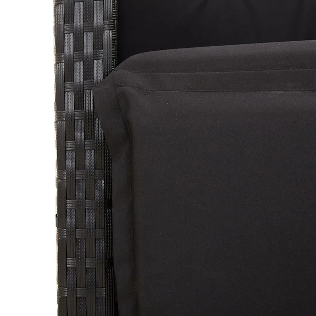 3 Piece Bistro Set Black Outdoor Garden Furniture Cushioned Seating