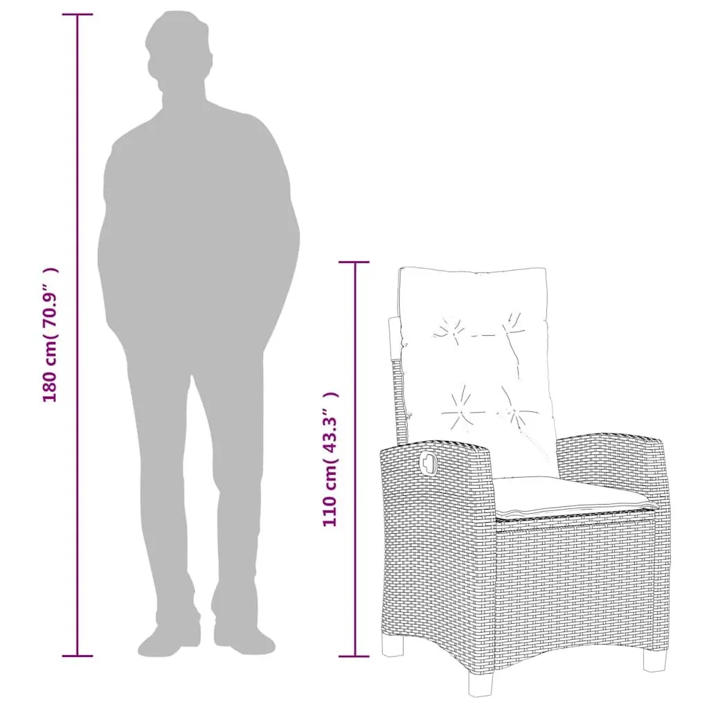 Outdoor Reclining Chair with Cushions for Relaxation