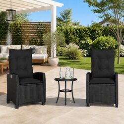 Outdoor Reclining Chairs with Cushions, Set of 2