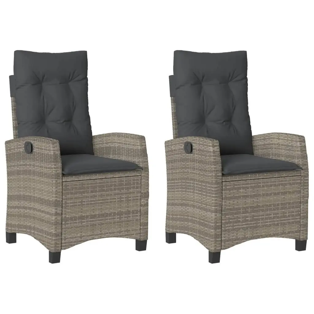 Outdoor Reclining Garden Chairs Grey 2 pcs Adjustable Backrest with Cushions