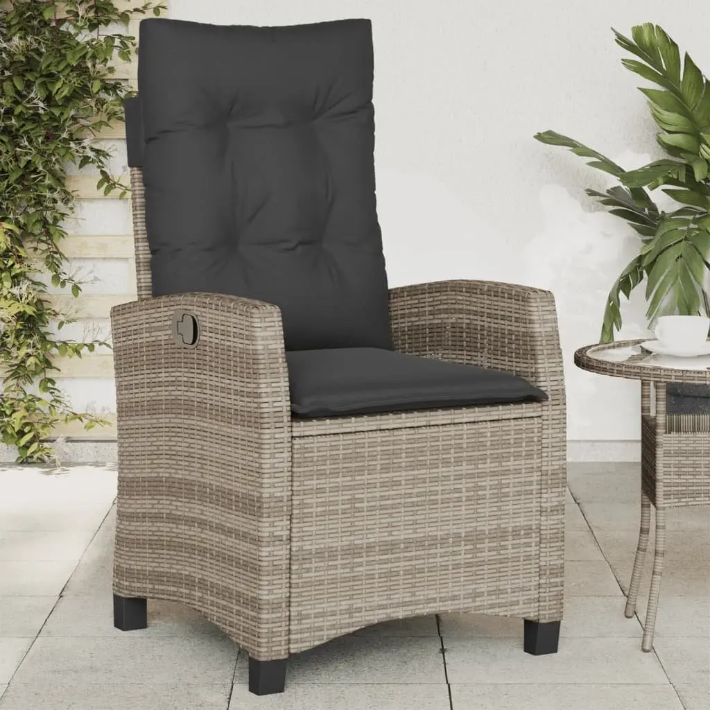 Outdoor Reclining Garden Chairs Grey 2 pcs Adjustable Backrest with Cushions