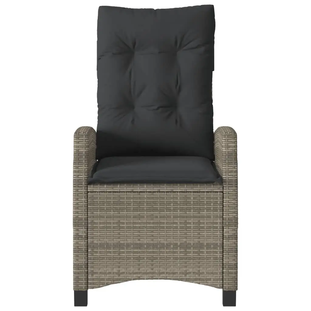 Outdoor Reclining Garden Chairs Grey 2 pcs Adjustable Backrest with Cushions
