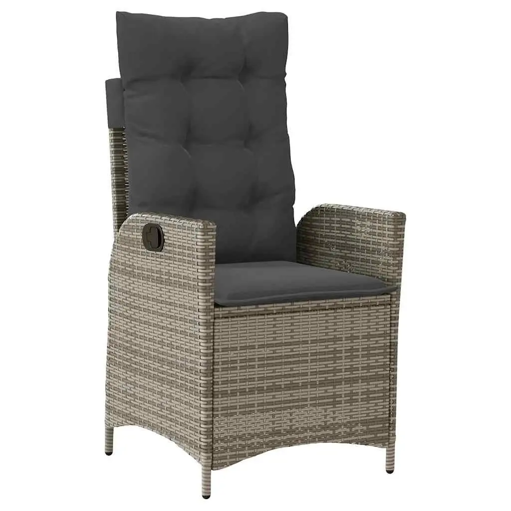 Reclining Garden Chair Grey Adjustable Backrest with Cushions