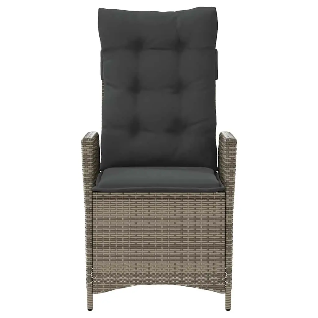 Reclining Garden Chair Grey Adjustable Backrest with Cushions