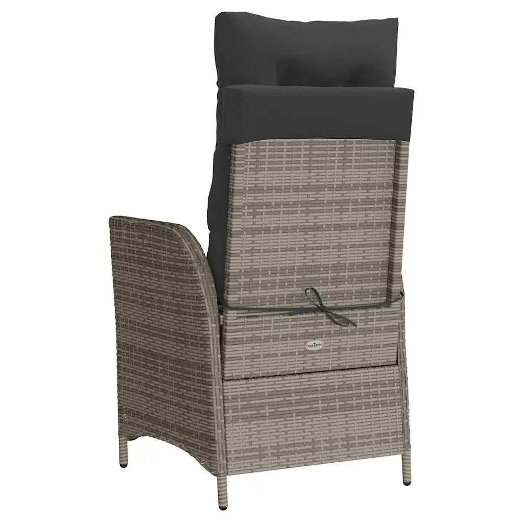 Reclining Garden Chair Grey Adjustable Backrest with Cushions