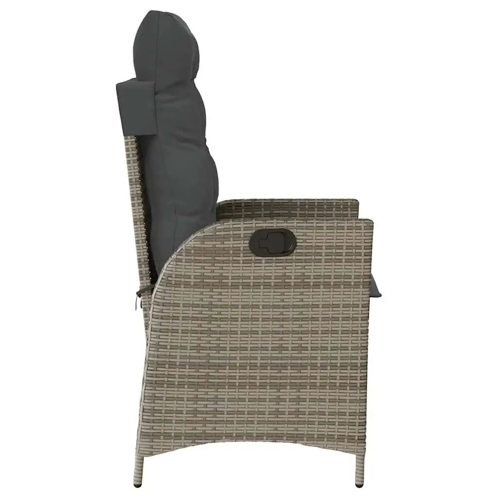 Reclining Garden Chair Grey Adjustable Backrest with Cushions