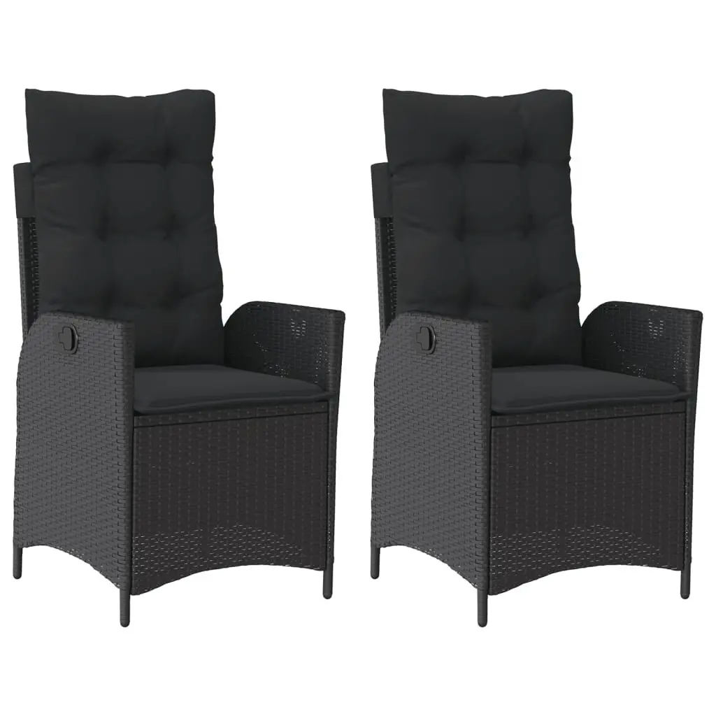 Reclining Outdoor Chairs 2 pcs Garden Seating with Cushions Black