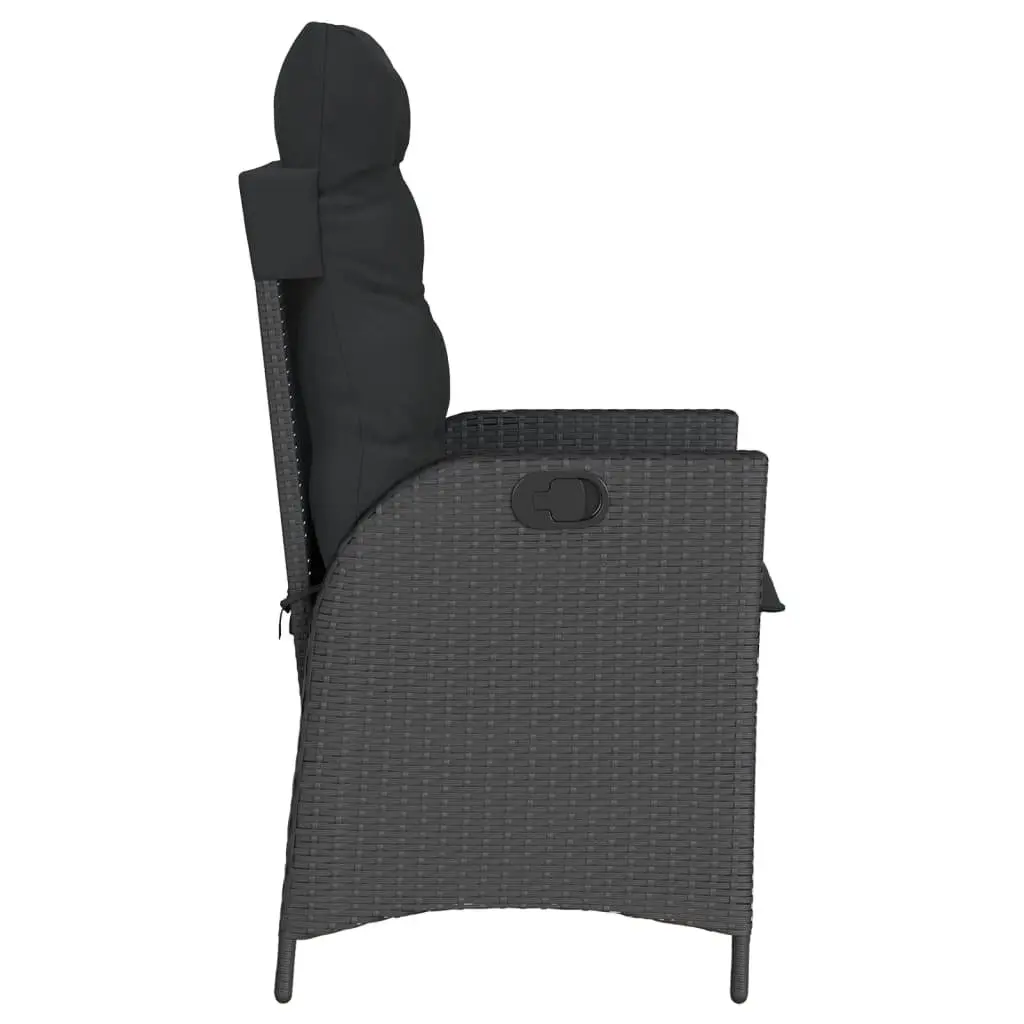 Reclining Outdoor Chairs 2 pcs Garden Seating with Cushions Black
