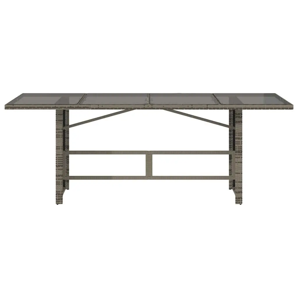 Garden Table Outdoor Patio Furniture Grey Poly Rattan Glass Top 190x80x74cm