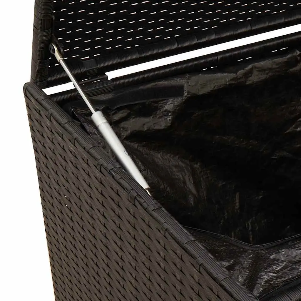 Garden Storage Box Black 283L PE Rattan Weather Resistant Patio Chest