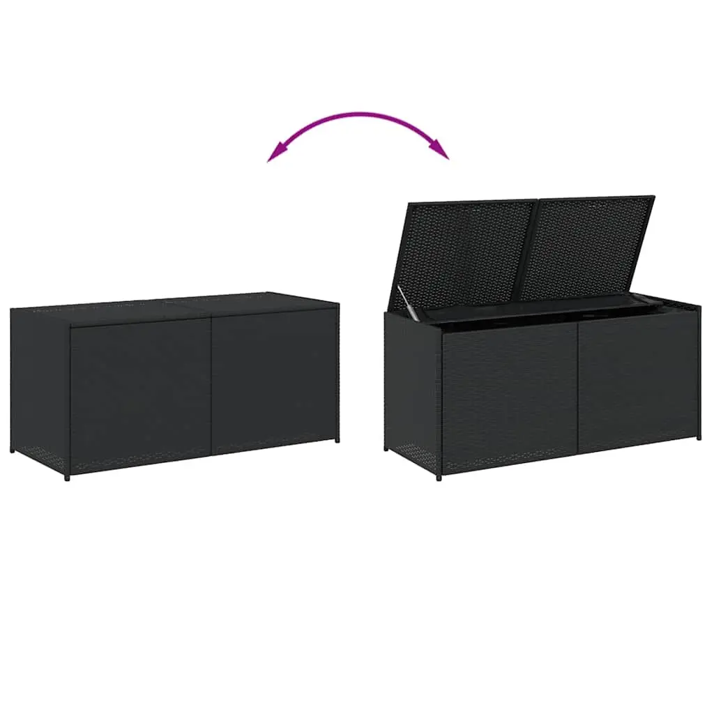 Garden Storage Box Black 283L PE Rattan Weather Resistant Patio Chest