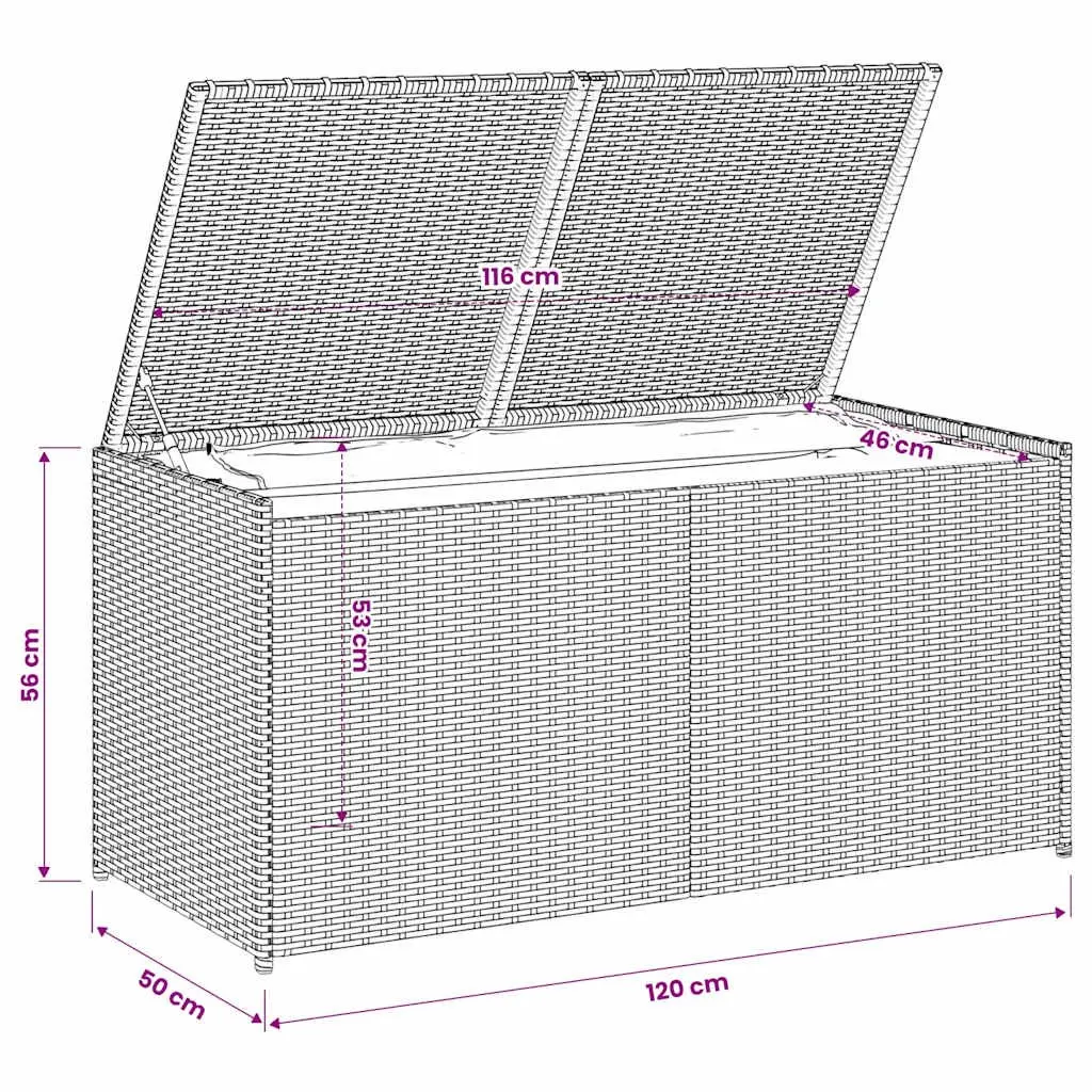 Garden Storage Box Brown 283L PE Rattan Outdoor Patio Furniture Container