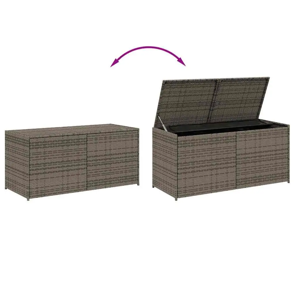 Garden Storage Box Grey 283L Outdoor Poly Rattan Patio Furniture Deck Cushion