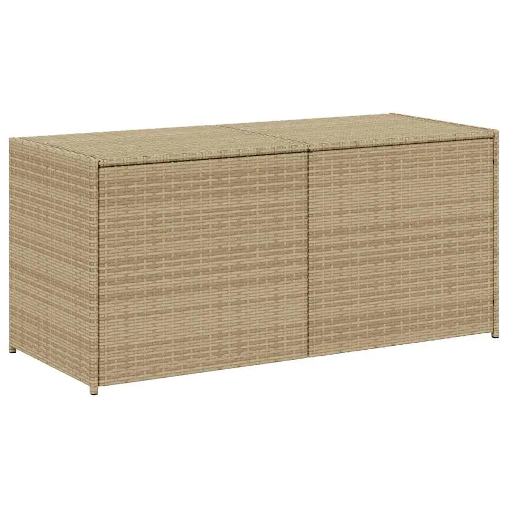 Garden Storage Box Beige Outdoor Patio Furniture Poly Rattan 283L Waterproof