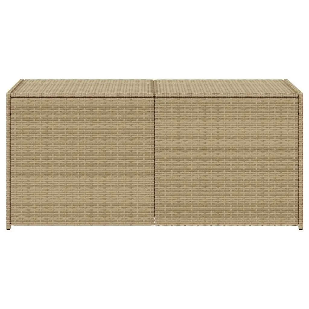 Garden Storage Box Beige Outdoor Patio Furniture Poly Rattan 283L Waterproof