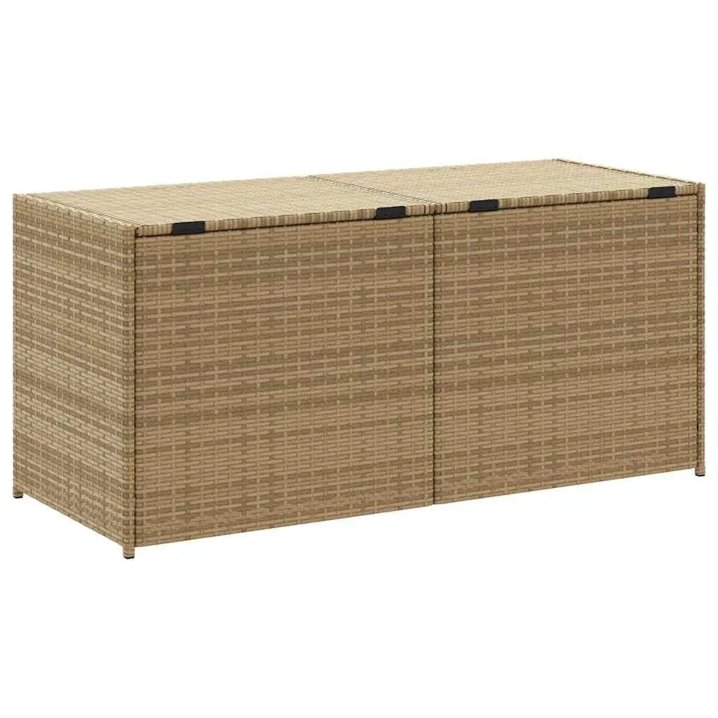 Garden Storage Box Beige Outdoor Patio Furniture Poly Rattan 283L Waterproof
