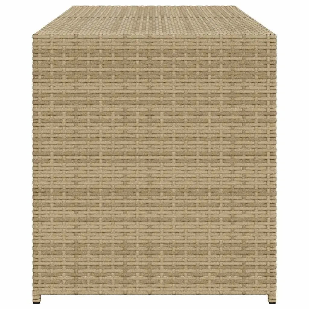 Garden Storage Box Beige Outdoor Patio Furniture Poly Rattan 283L Waterproof
