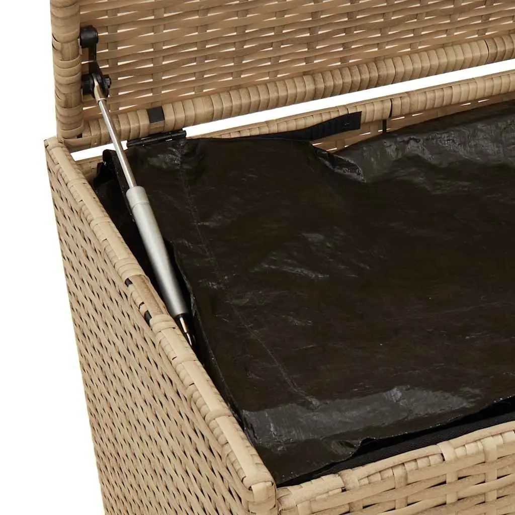 Garden Storage Box Beige Outdoor Patio Furniture Poly Rattan 283L Waterproof