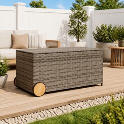 Compact Grey Garden Storage Box with Easy Mobility Features