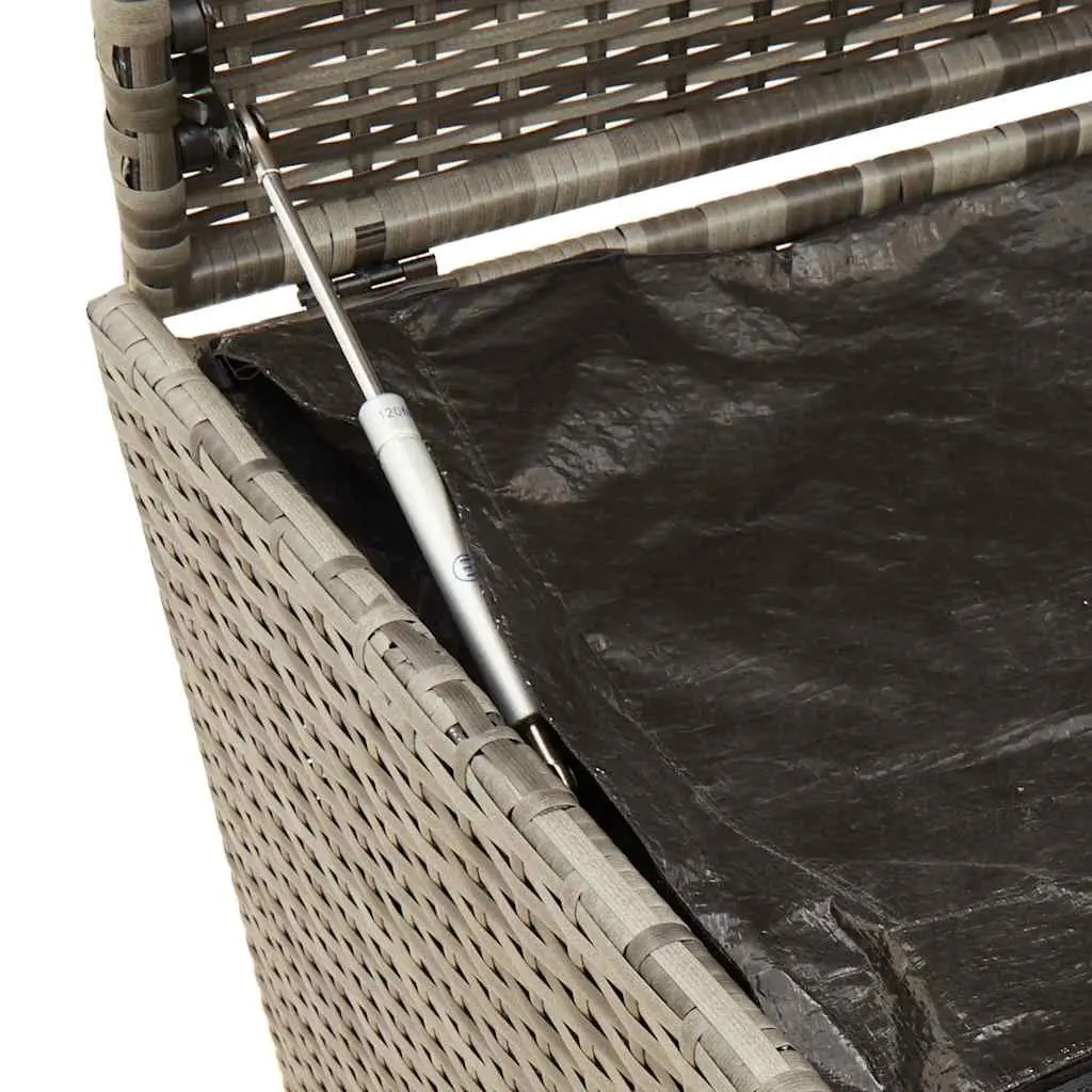 Garden Storage Box with Wheels Grey Outdoor Furniture Poly Rattan Patio Deck