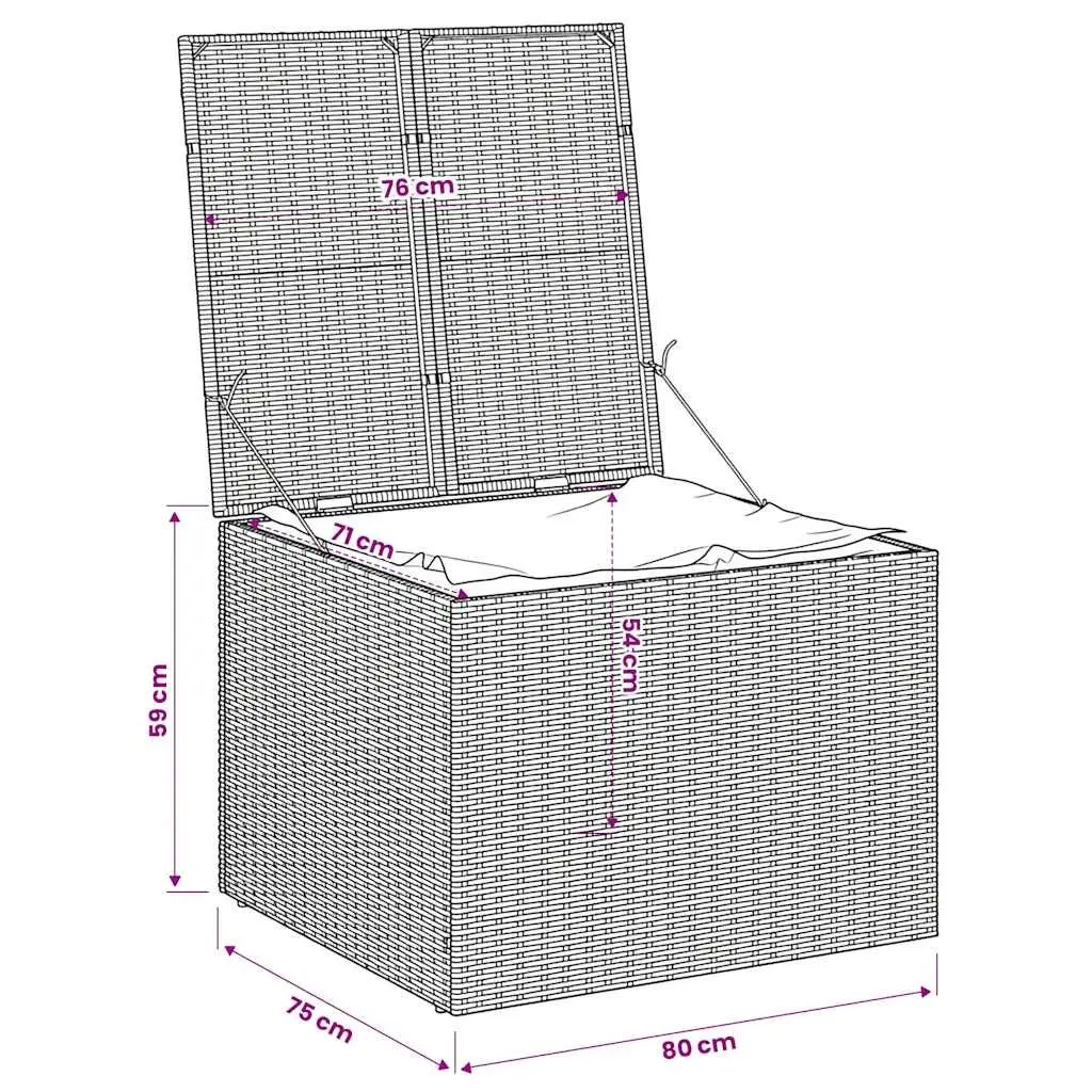 Outdoor Storage Box Poly Rattan Black 291L Water Resistant Sturdy Frame