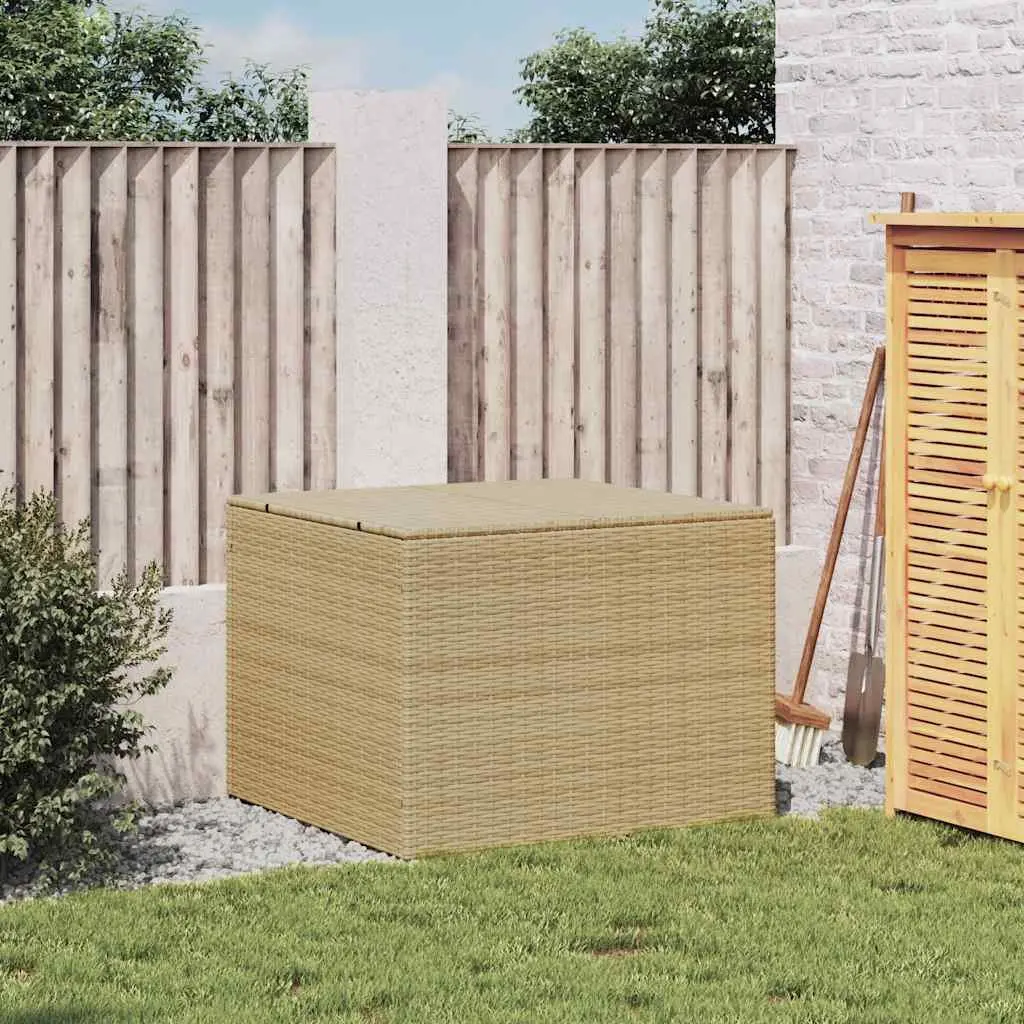 Garden Storage Box Beige Outdoor Poly Rattan Patio Furniture Cushion Toy