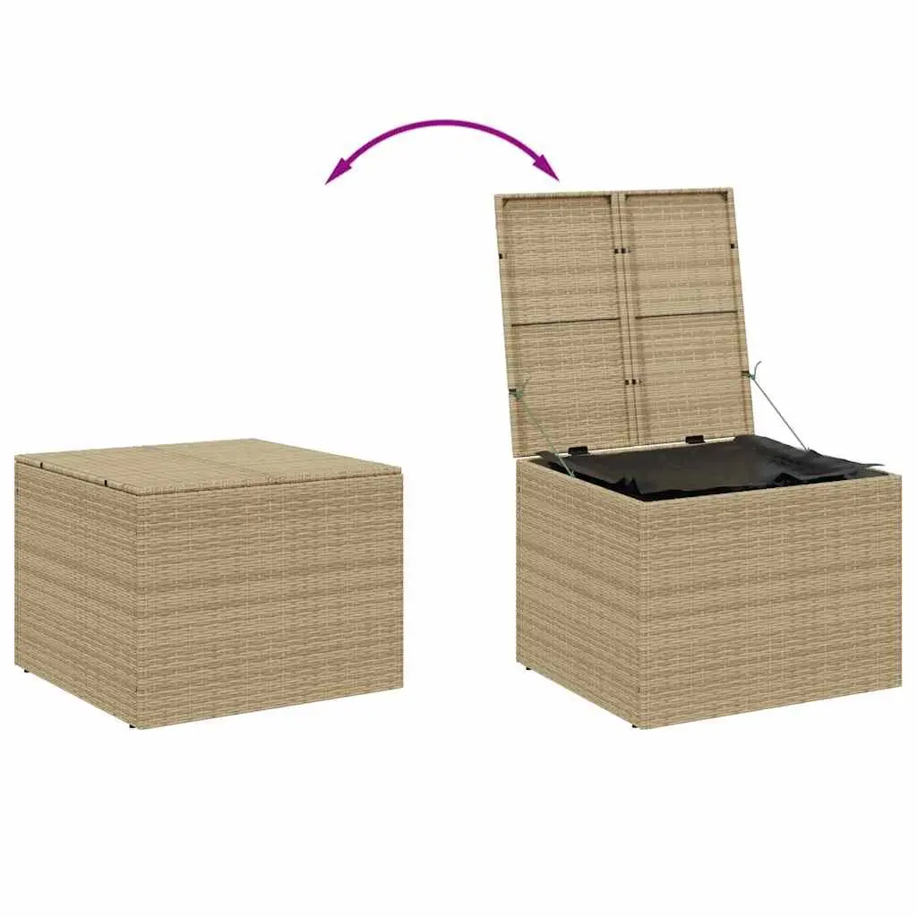 Garden Storage Box Beige Outdoor Poly Rattan Patio Furniture Cushion Toy