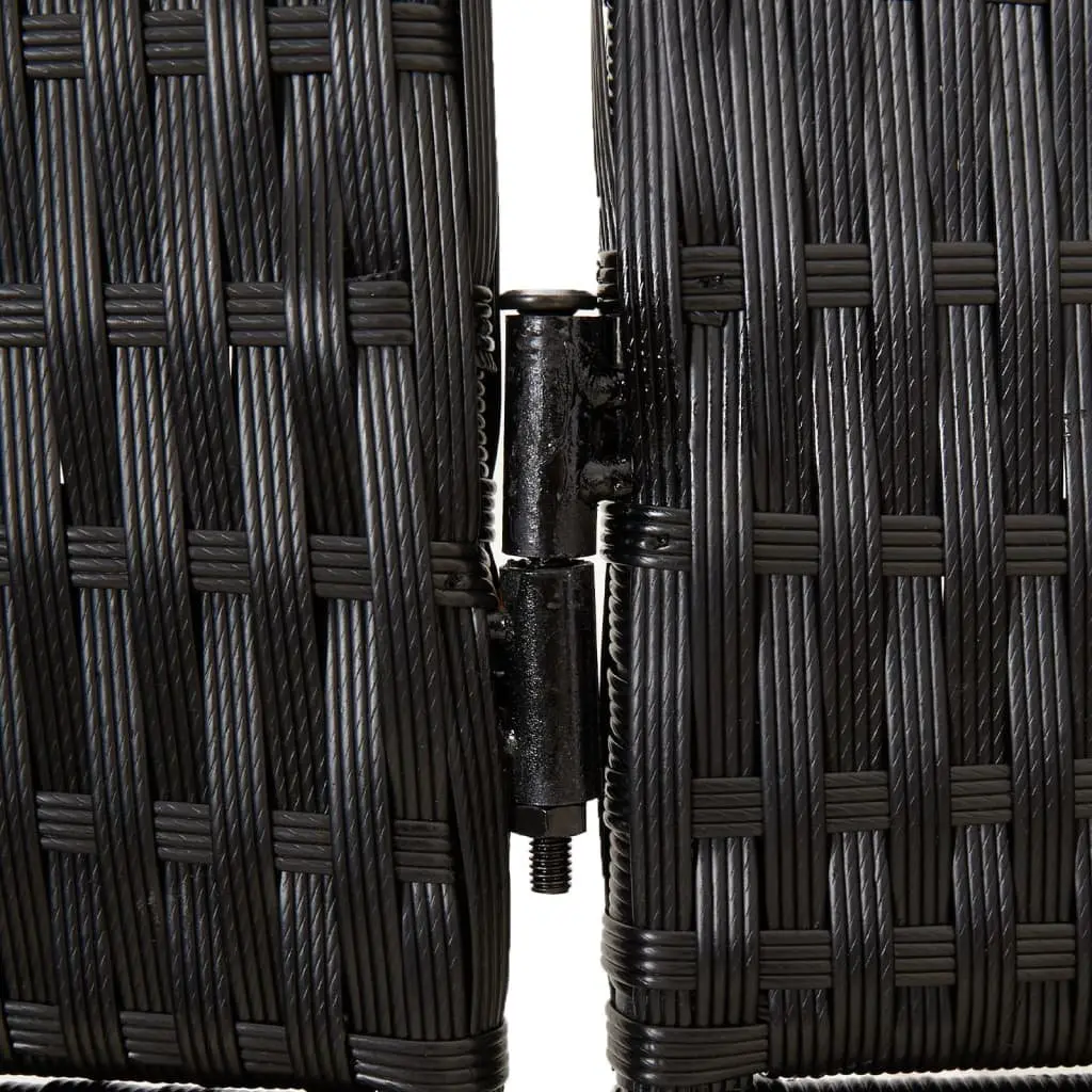 Room Divider Black 6 Panels Poly Rattan Folding Partition Privacy Screen