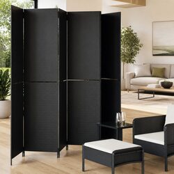 Compact and Versatile Black Room Divider with 6 Panels