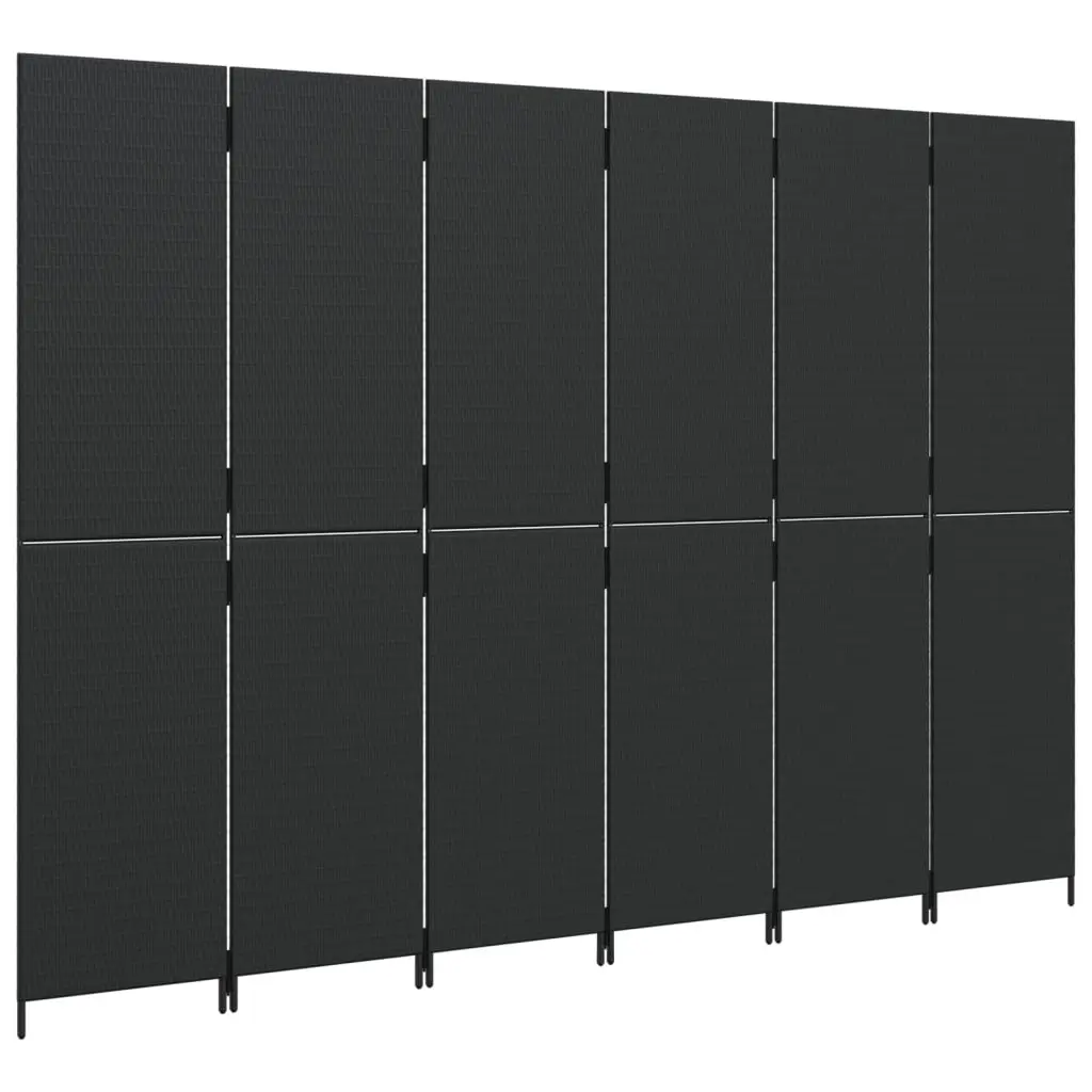 Room Divider Black 6 Panels Folding Partition Privacy Screen Indoor Outdoor