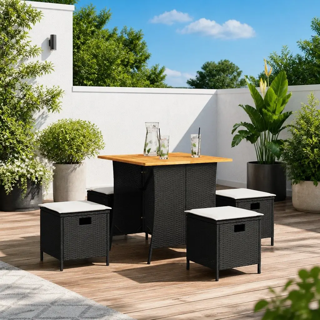 5 Piece Outdoor Dining Set with Removable Cushions