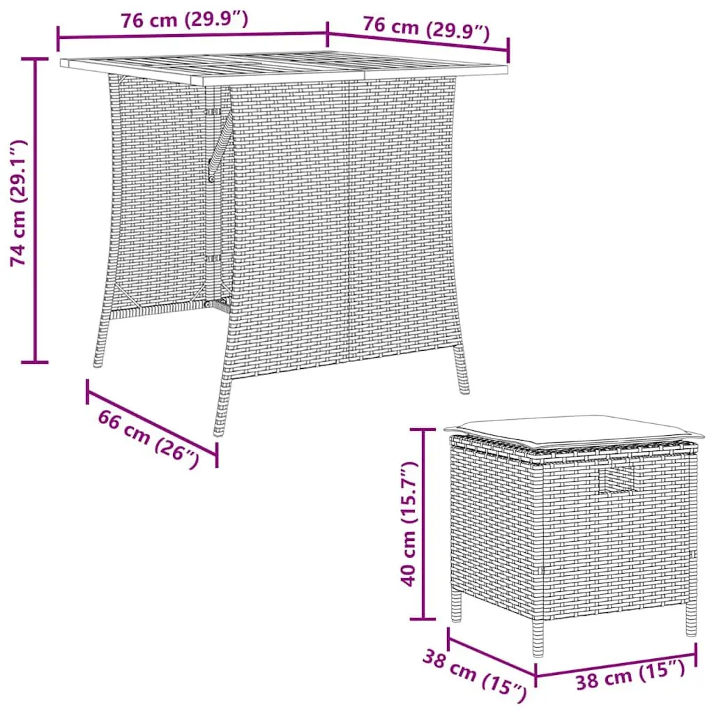 5 Piece Outdoor Dining Set with Removable Cushions
