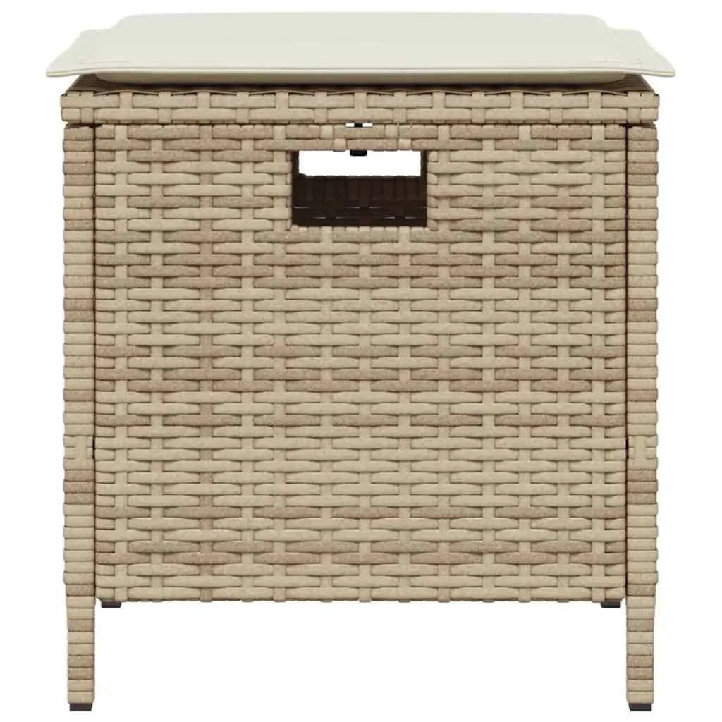 Garden Dining Set Beige 5 Piece Outdoor Furniture PE Rattan Acacia Wood Table Padded Cushions