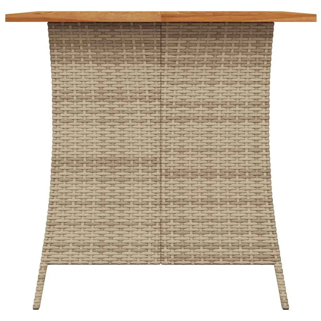 Garden Dining Set Beige 5 Piece Outdoor Furniture PE Rattan Acacia Wood Table Padded Cushions