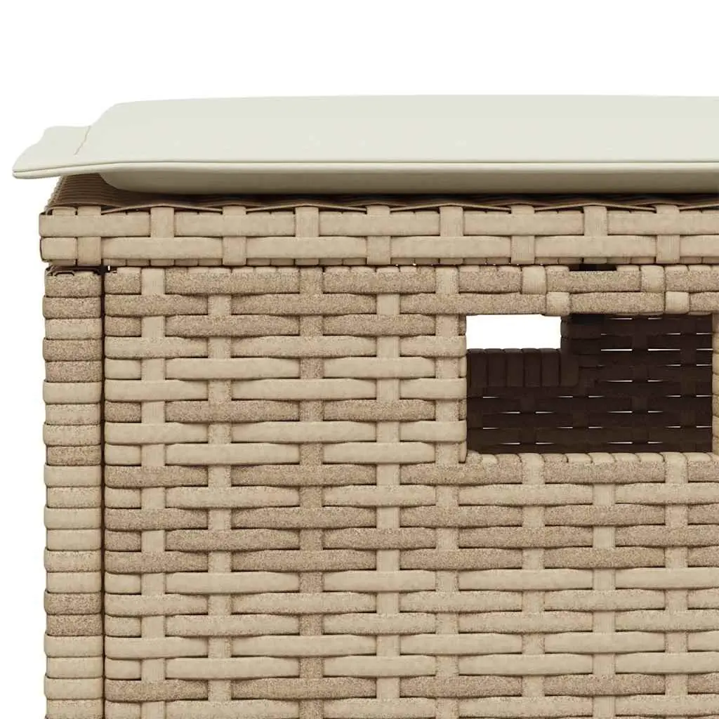 Garden Dining Set Beige 5 Piece Outdoor Furniture PE Rattan Acacia Wood Table Padded Cushions
