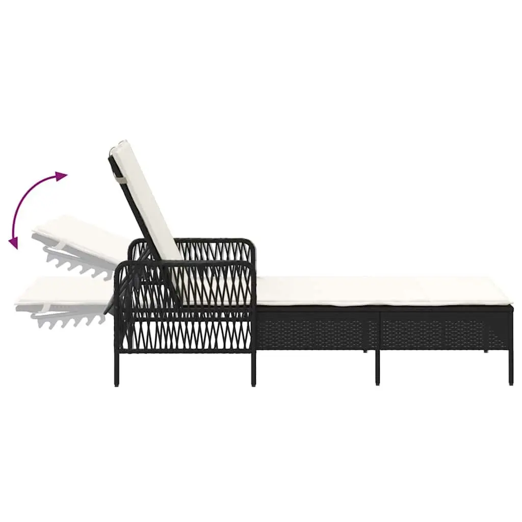 Sun Lounger Black Adjustable Backrest Outdoor Garden Patio Lounging Chair
