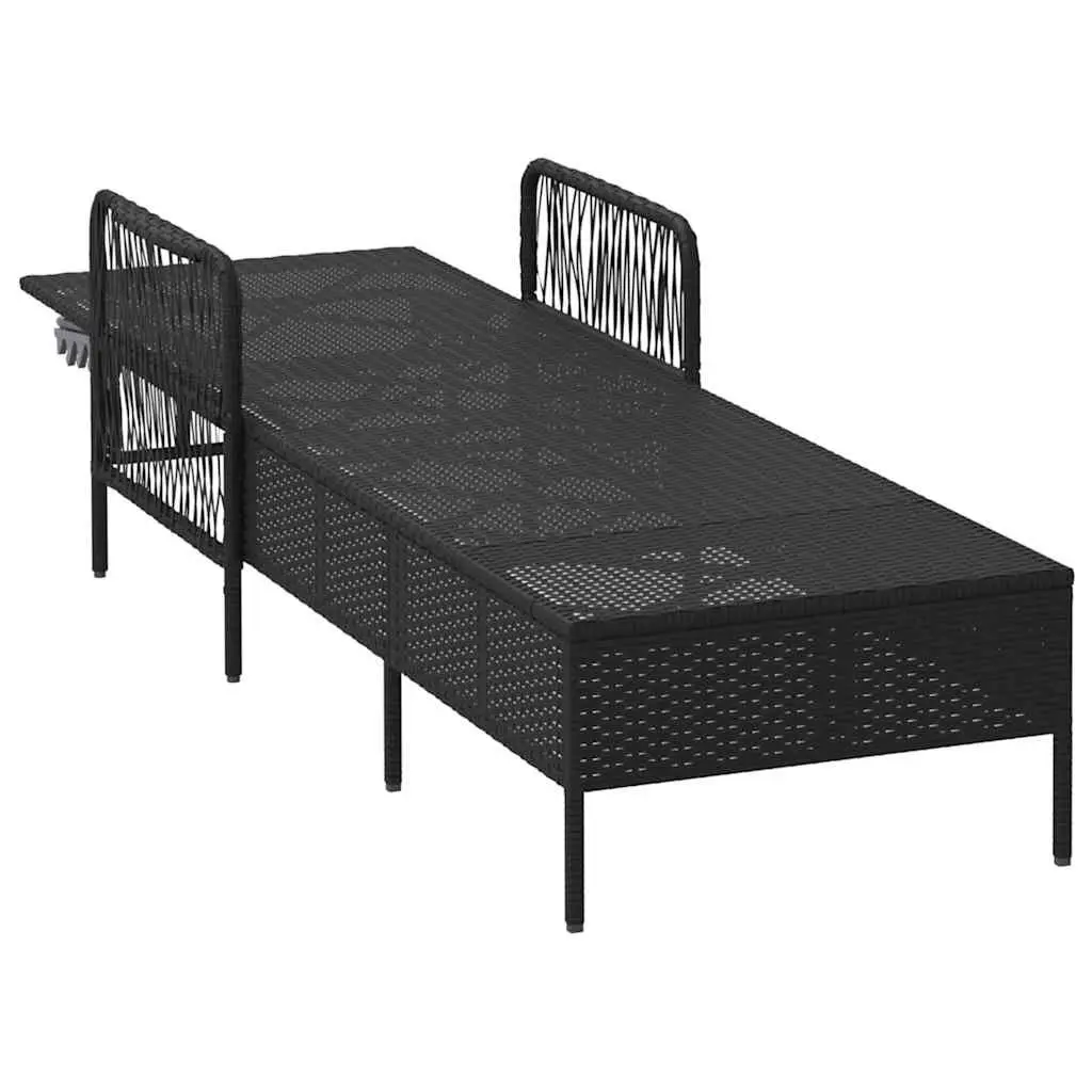 Sun Lounger Black Adjustable Backrest Outdoor Garden Patio Lounging Chair
