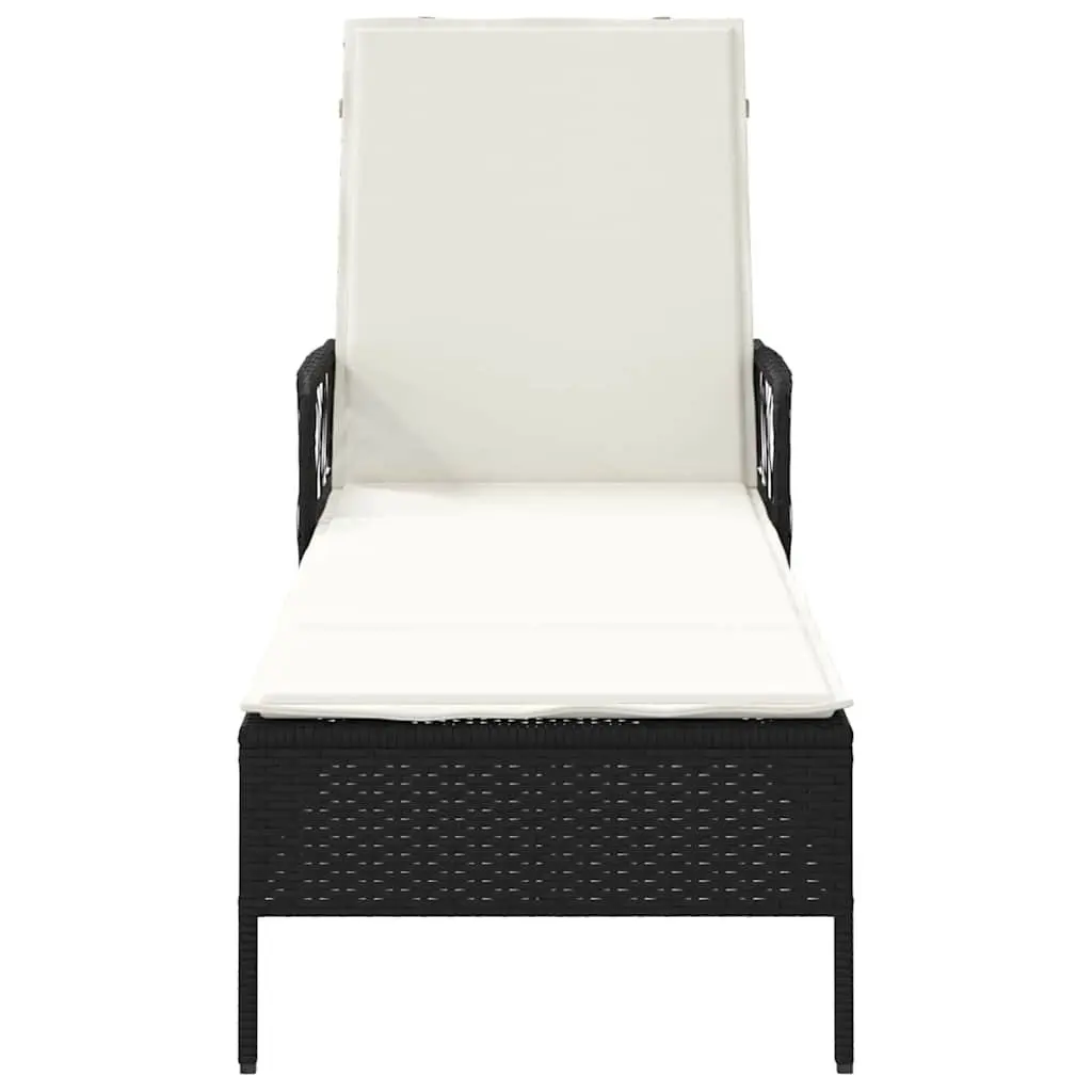 Sun Lounger Black Adjustable Backrest Outdoor Garden Patio Lounging Chair