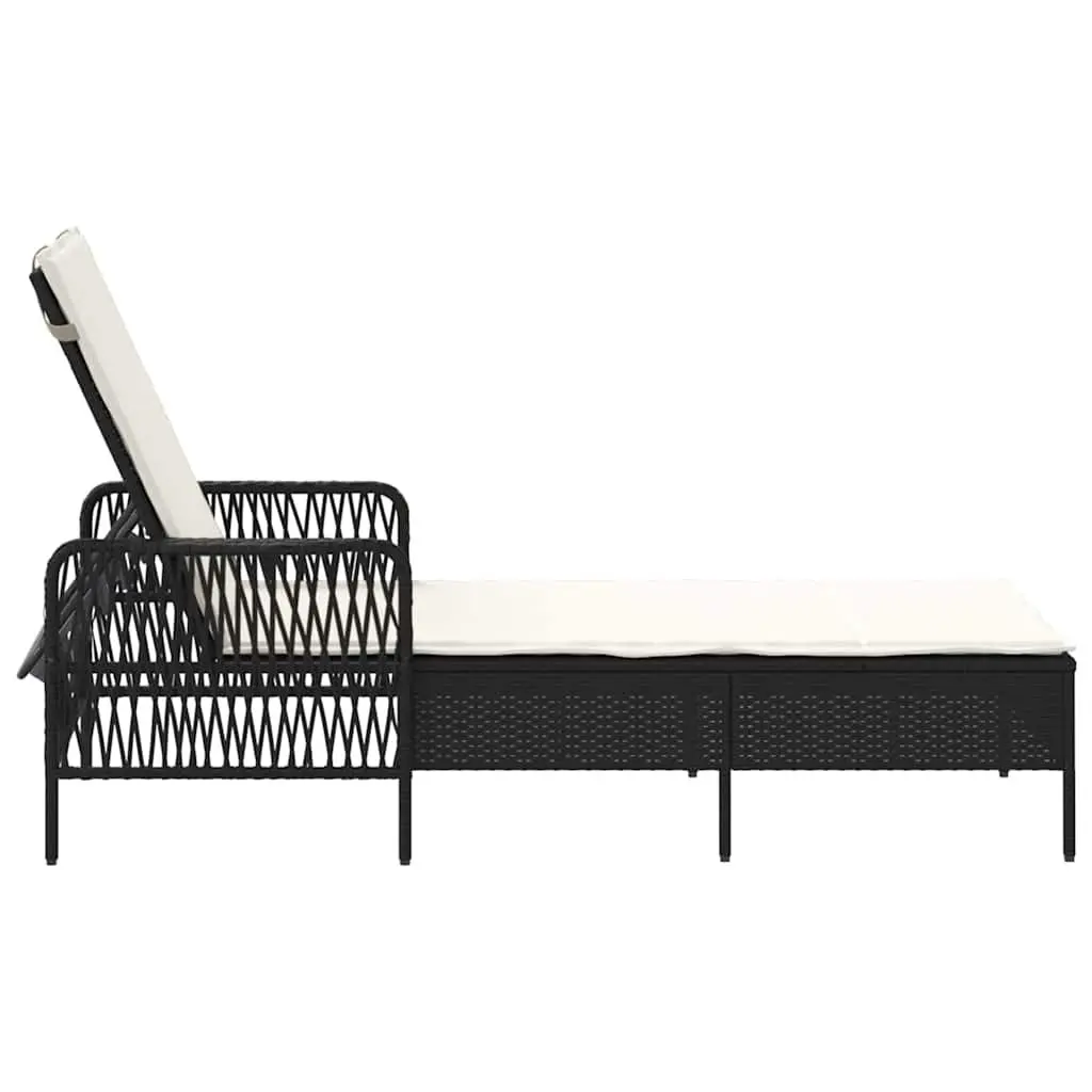 Sun Lounger Black Adjustable Backrest Outdoor Garden Patio Lounging Chair