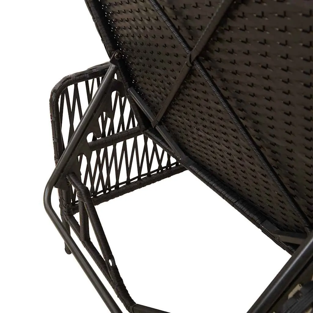 Sun Lounger Black Adjustable Backrest Outdoor Garden Patio Lounging Chair