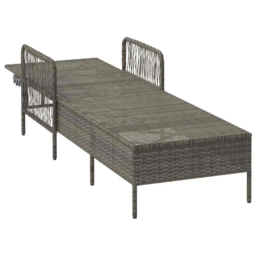 Garden Lounger Adjustable Backrest Grey Poly Rattan Outdoor Patio Furniture
