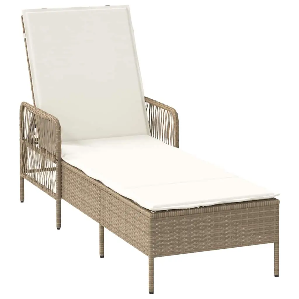 Sun Lounger Set Beige 3 Piece Outdoor Chaise Lounge Garden Patio Reclining Chair