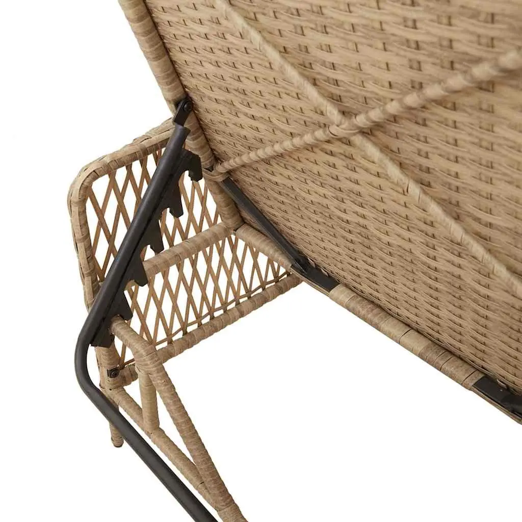 Sun Lounger Set Beige 3 Piece Outdoor Chaise Lounge Garden Patio Reclining Chair