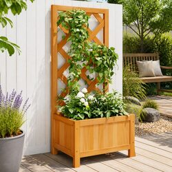 Wooden Planter with Trellis: Simple and Sturdy Design