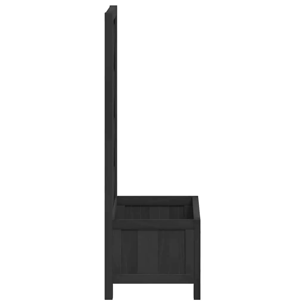 Wooden Planter Black Solid Fir Garden Patio Outdoor Integrated Trellis for Climbing Plants