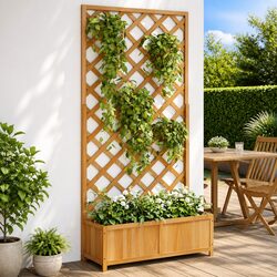 Your Garden’s Best Friend: Wooden Planter with Trellis