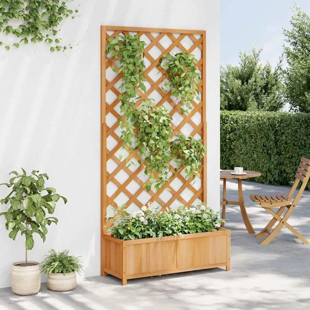 Wooden Planter Brown 90x35x180cm Integrated Trellis Garden Climbing Plant Support